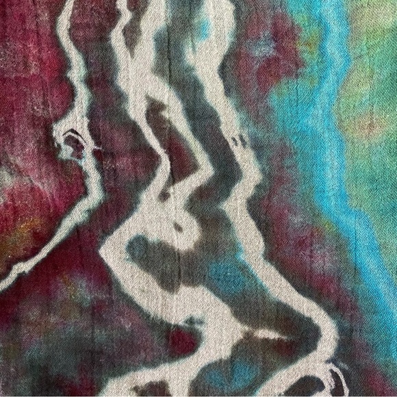 UZI Tie Dye Tank Top Womens Size Large Crepe Texture Upcycled Blue Burgundy - Picture 3 of 9